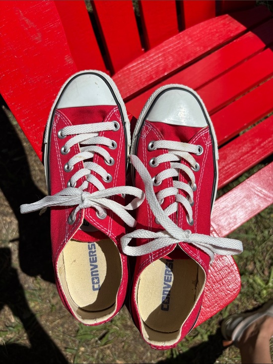 Converse Shoes - Converse Red Low-Top Canvas Sneakers with White Accents